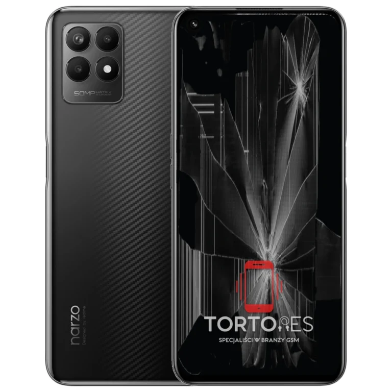 Realme Narzo 50 4G z ilustracją pękniętego wyświetlacza - wymiana zbitego wyświetlacza