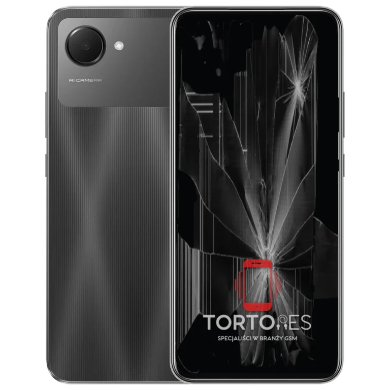 Realme Narzo 50i Prime z ilustracją pękniętego wyświetlacza - wymiana zbitego wyświetlacza
