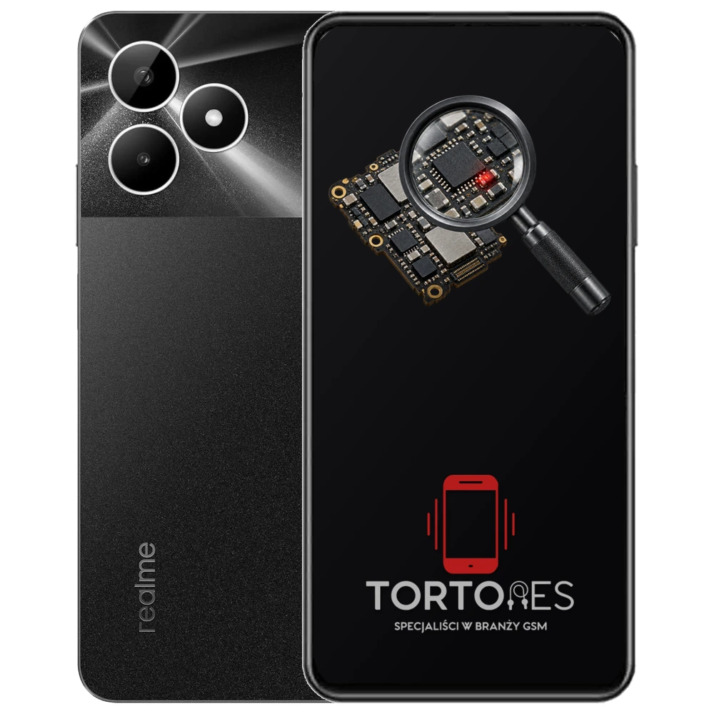 Realme Note 50 z symbolem diagnostyki - diagnoza telefonu