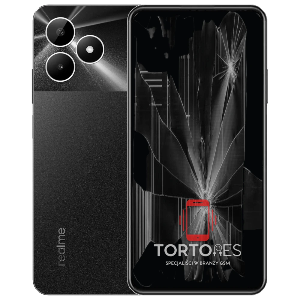 Realme Note 50 z ilustracją pękniętego wyświetlacza - wymiana zbitego wyświetlacza