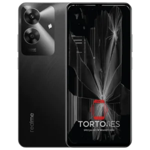 Realme Note 60 z ilustracją pękniętego wyświetlacza - wymiana zbitego wyświetlacza
