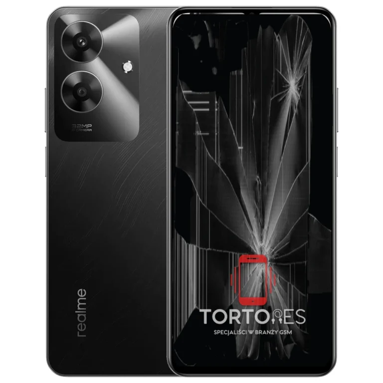 Realme Note 60 z ilustracją pękniętego wyświetlacza - wymiana zbitego wyświetlacza