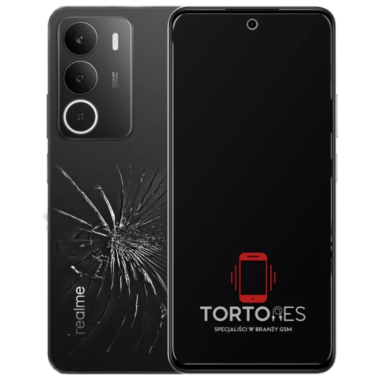 Realme P3 Lite z ilustracją pękniętej tylnej klapki - wymiana zbitej klapki