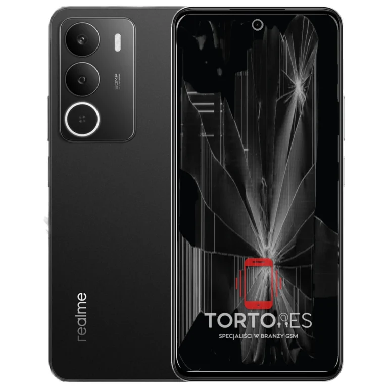 Realme P3 Lite z ilustracją pękniętego wyświetlacza - wymiana zbitego wyświetlacza