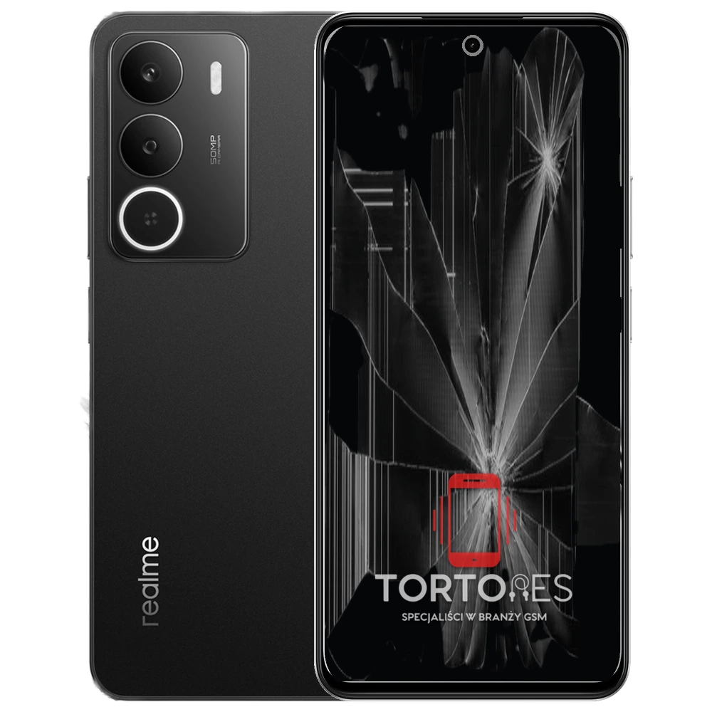 Realme P3 Lite z ilustracją pękniętego wyświetlacza - wymiana zbitego wyświetlacza