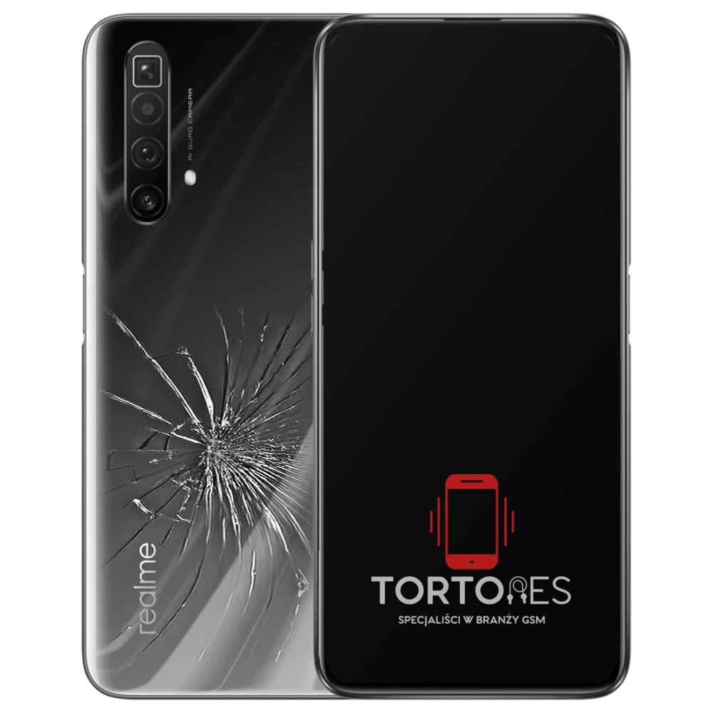 Realme X3 SuperZoom z ilustracją pękniętej tylnej klapki - wymiana zbitej klapki