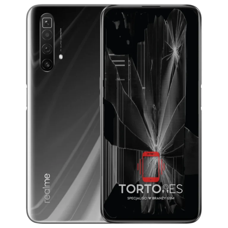 Realme X3 SuperZoom z ilustracją pękniętego wyświetlacza - wymiana zbitego wyświetlacza
