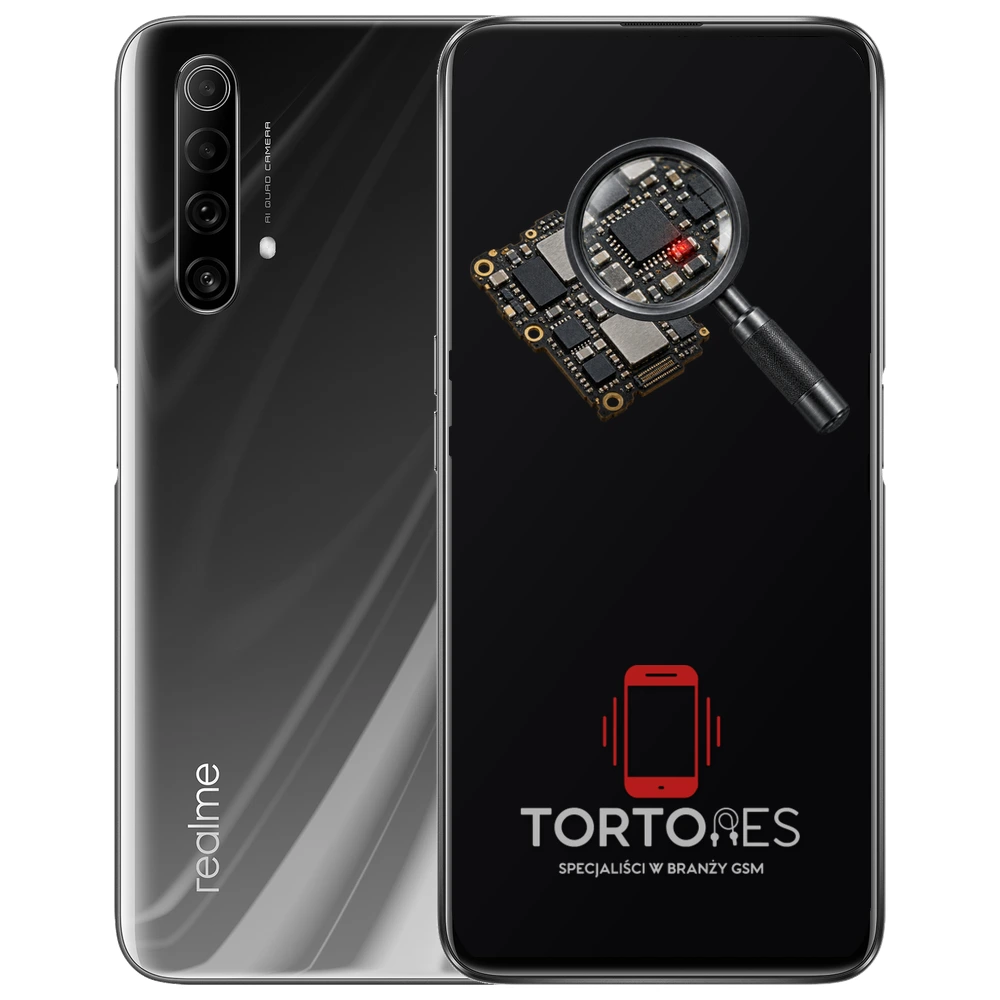 Realme X50 5G z symbolem diagnostyki - diagnoza telefonu