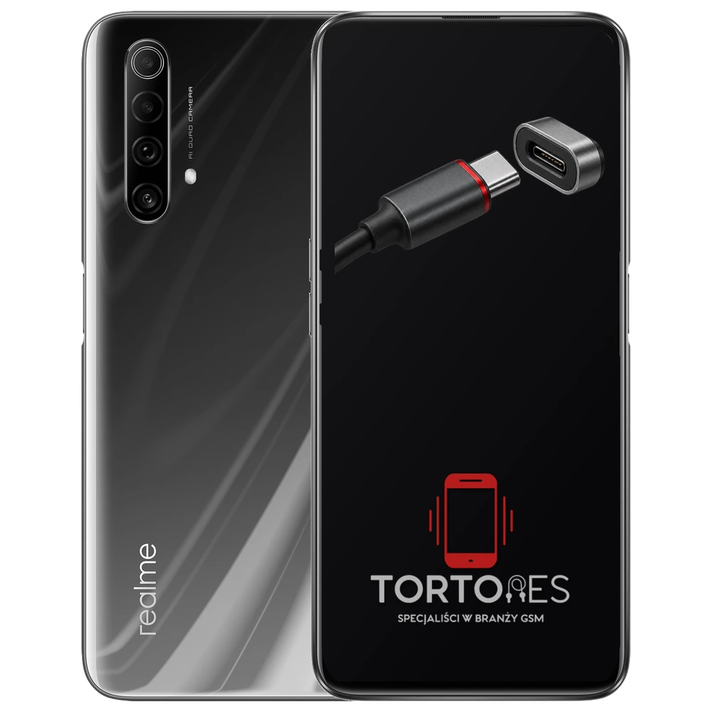 Realme X50 5G z ilustracją złącza ładowania - naprawa złącza ładowania