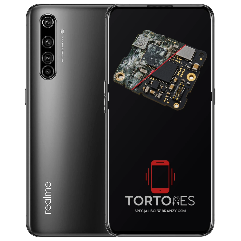 Realme X50 Pro 5G z ilustracją zalania - czyszczenie po zalaniu