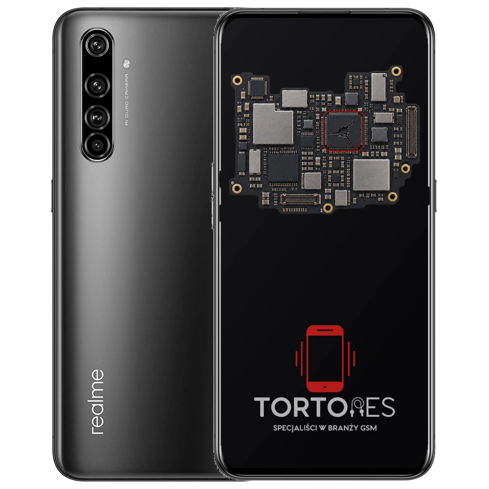 Realme X50 Pro 5G z ilustracją płyty głównej - naprawa płyty głównej