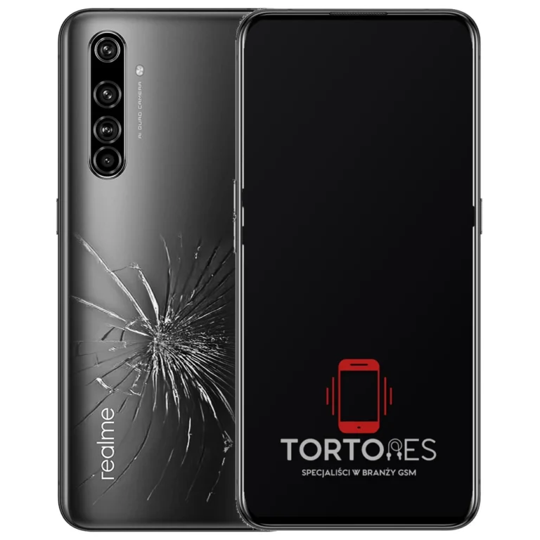 Realme X50 Pro 5G z ilustracją pękniętej tylnej klapki - wymiana zbitej klapki