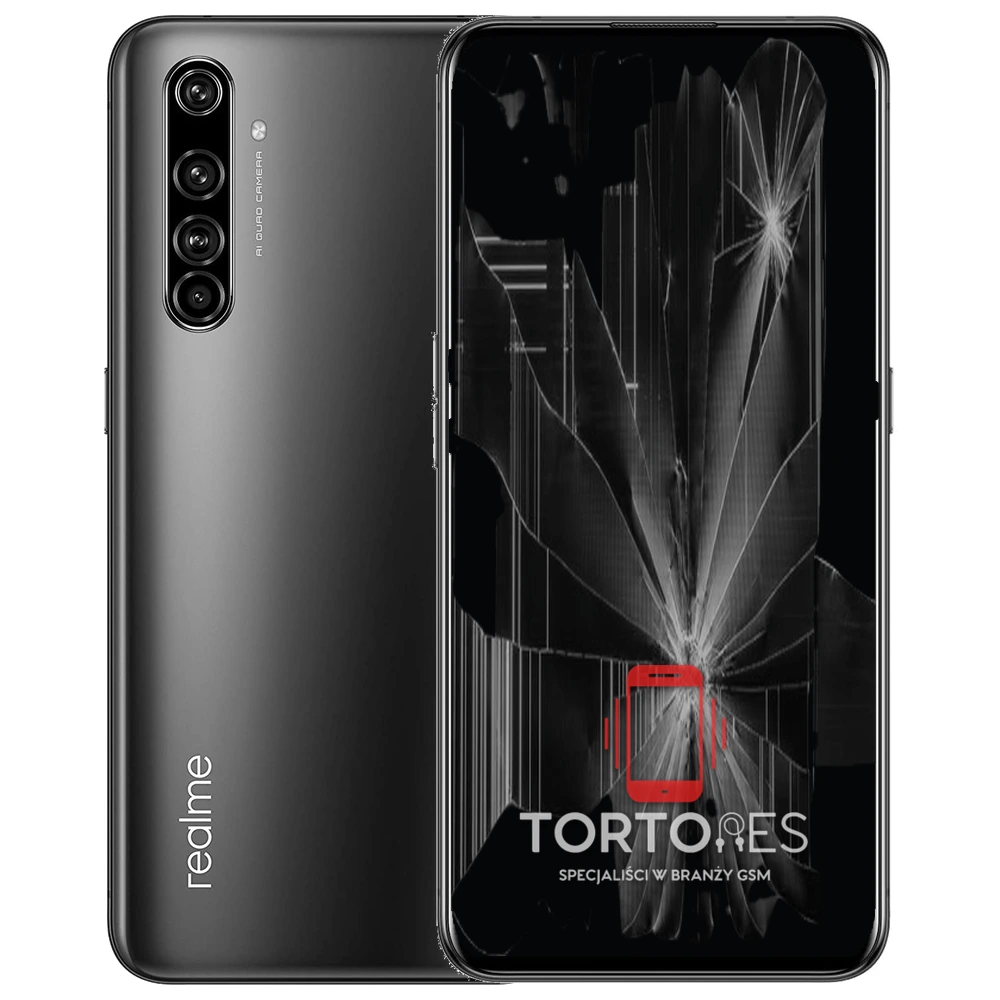 Realme X50 Pro 5G z ilustracją pękniętego wyświetlacza - wymiana zbitego wyświetlacza