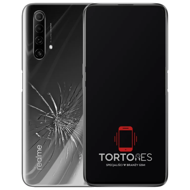 Realme X50 5G z ilustracją pękniętej tylnej klapki - wymiana zbitej klapki