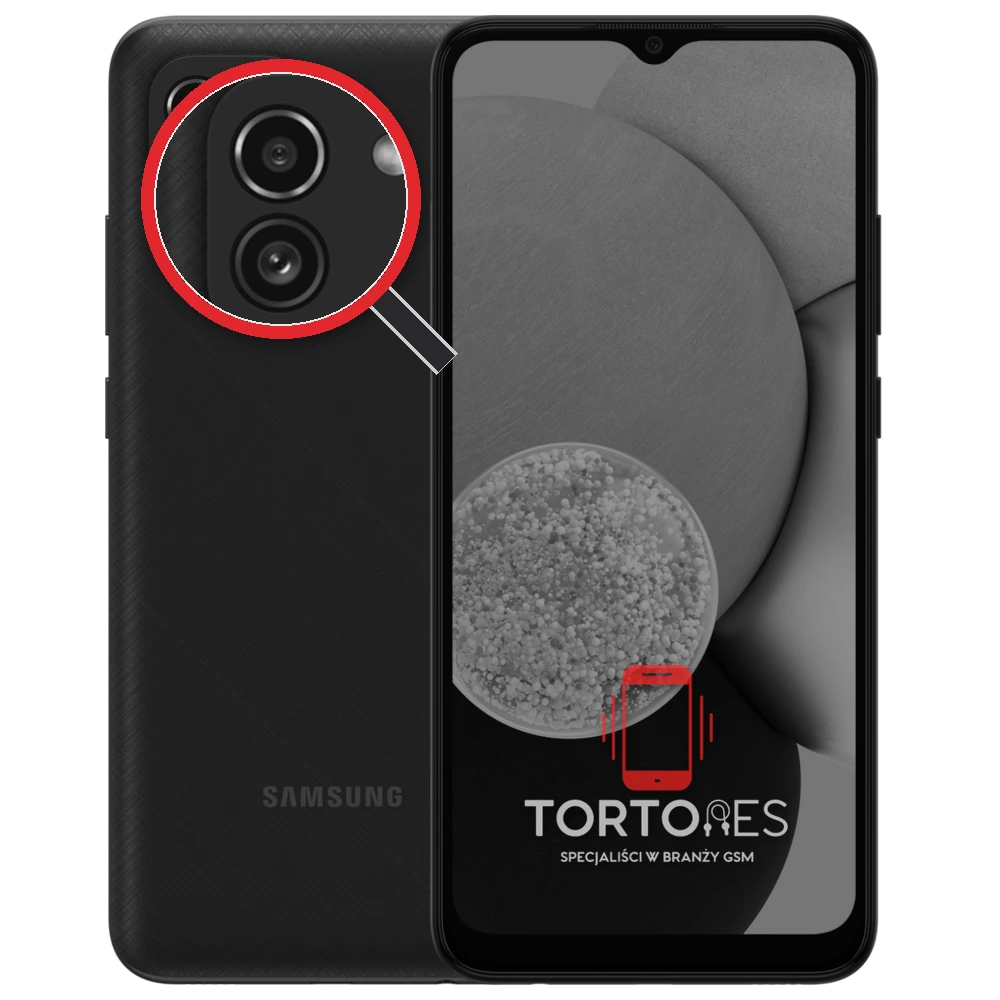 Samsung Galaxy A03 z lupą na tylnych aparatach - wymiana tylnej kamery