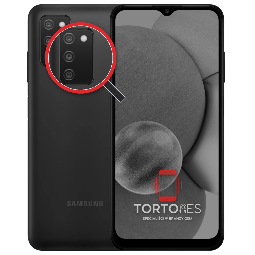 Samsung Galaxy A03s z lupą na tylnych aparatach - wymiana tylnej kamery
