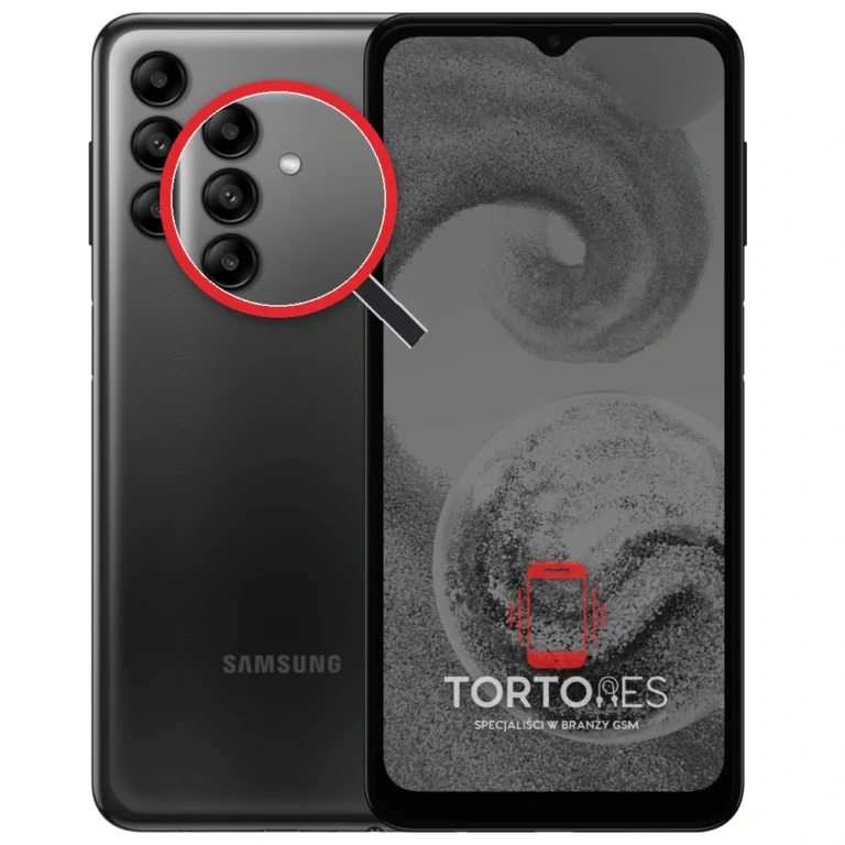 Samsung Galaxy A04s z lupą na tylnych aparatach - wymiana tylnej kamery
