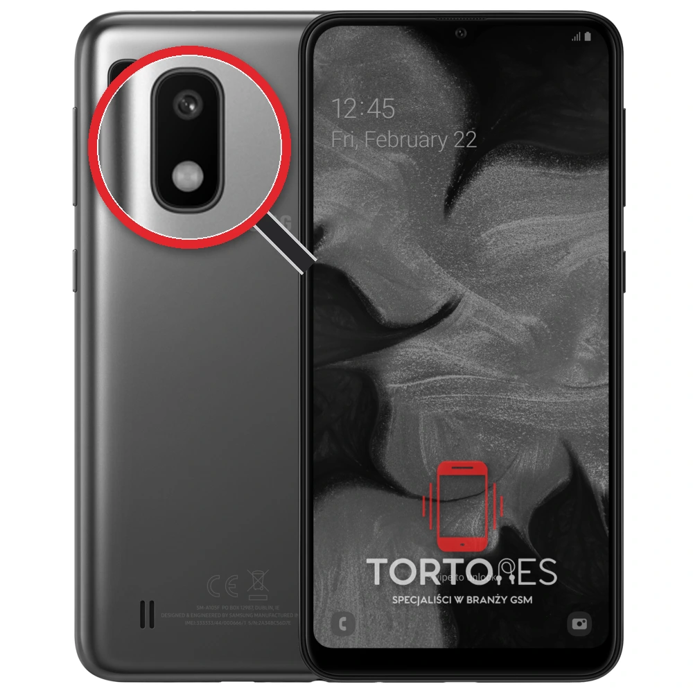 Samsung Galaxy A10 z lupą na tylnych aparatach - wymiana tylnej kamery