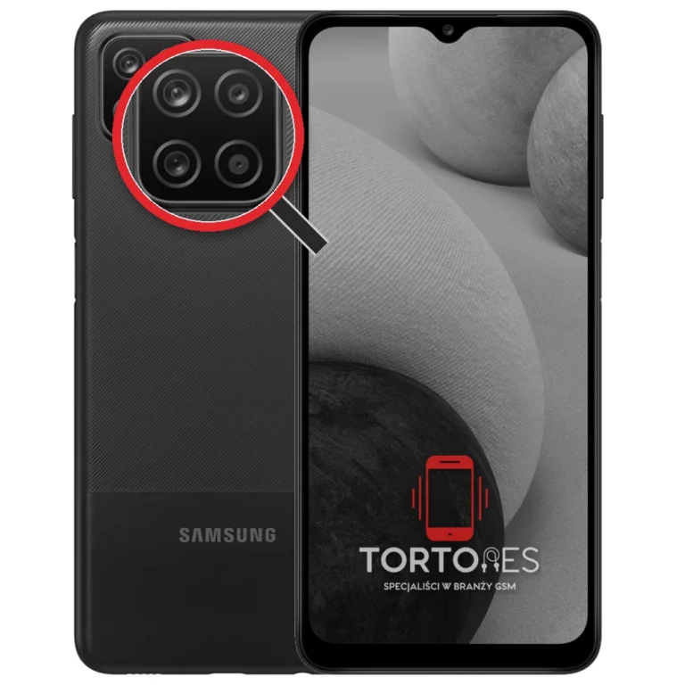 Samsung Galaxy A12 z lupą na tylnych aparatach - wymiana tylnej kamery