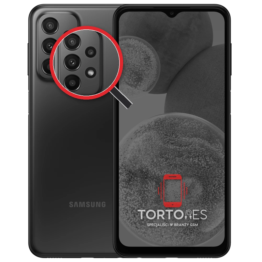 Samsung Galaxy A23 5G z lupą na tylnych aparatach - wymiana tylnej kamery