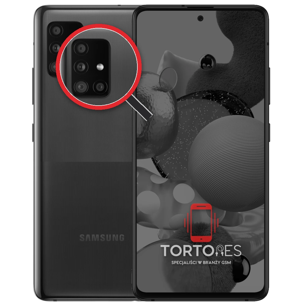 Samsung Galaxy A51 5G z lupą na tylnych aparatach - wymiana tylnej kamery