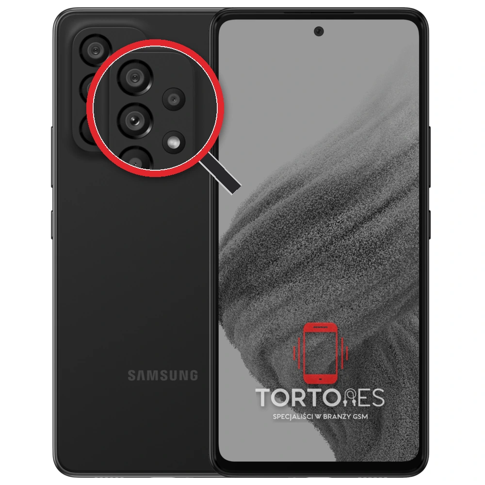 Samsung Galaxy A53 5G z lupą na tylnych aparatach - wymiana tylnej kamery