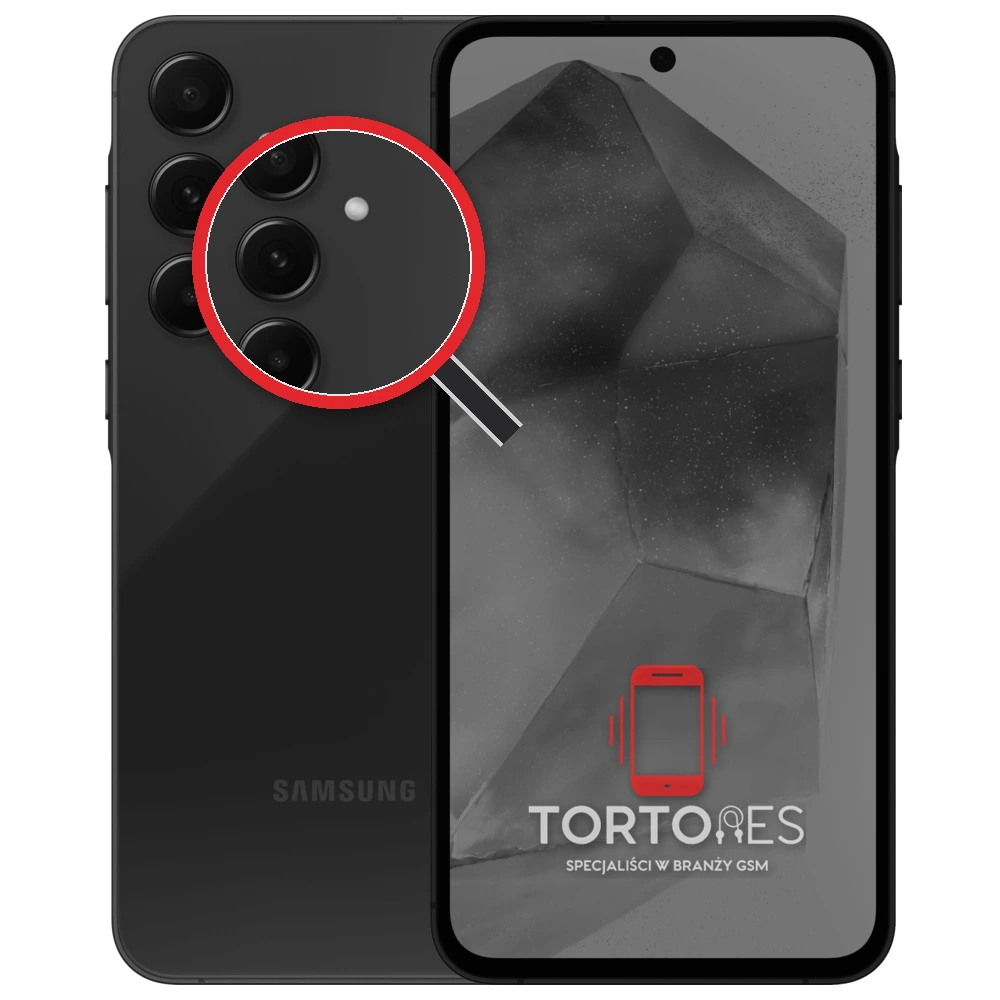 Samsung Galaxy A55 5G z lupą na tylnych aparatach - wymiana tylnej kamery