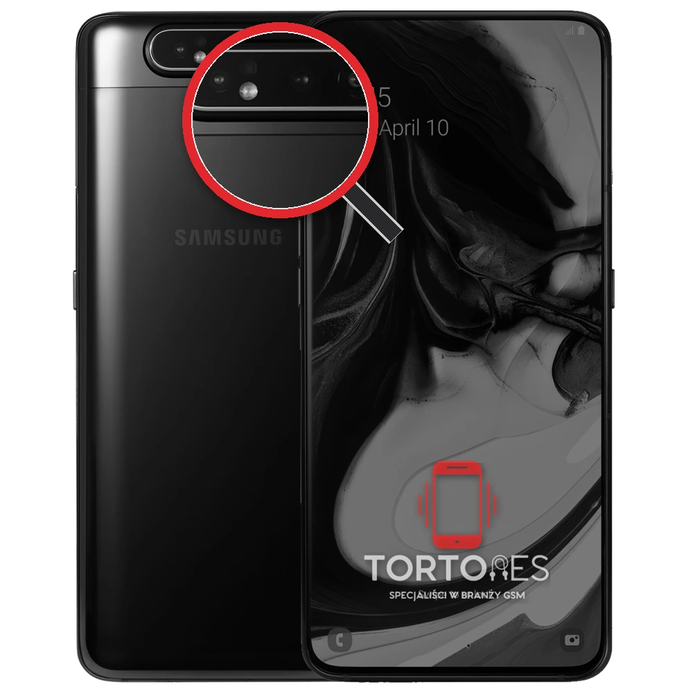 Samsung Galaxy A80 z lupą na tylnych aparatach - wymiana tylnej kamery