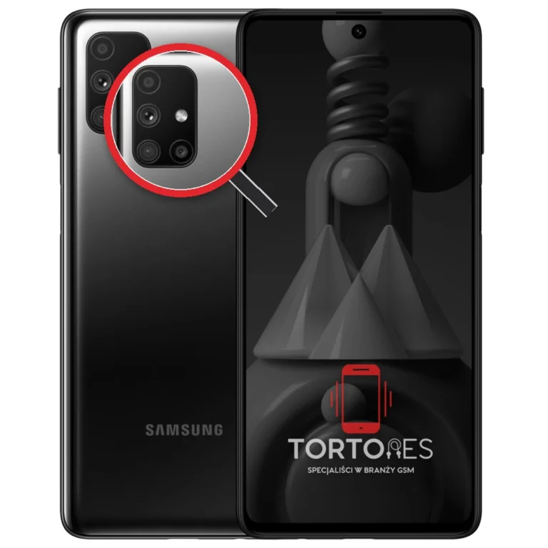 Samsung Galaxy M51 z lupą na tylnych aparatach - wymiana tylnej kamery