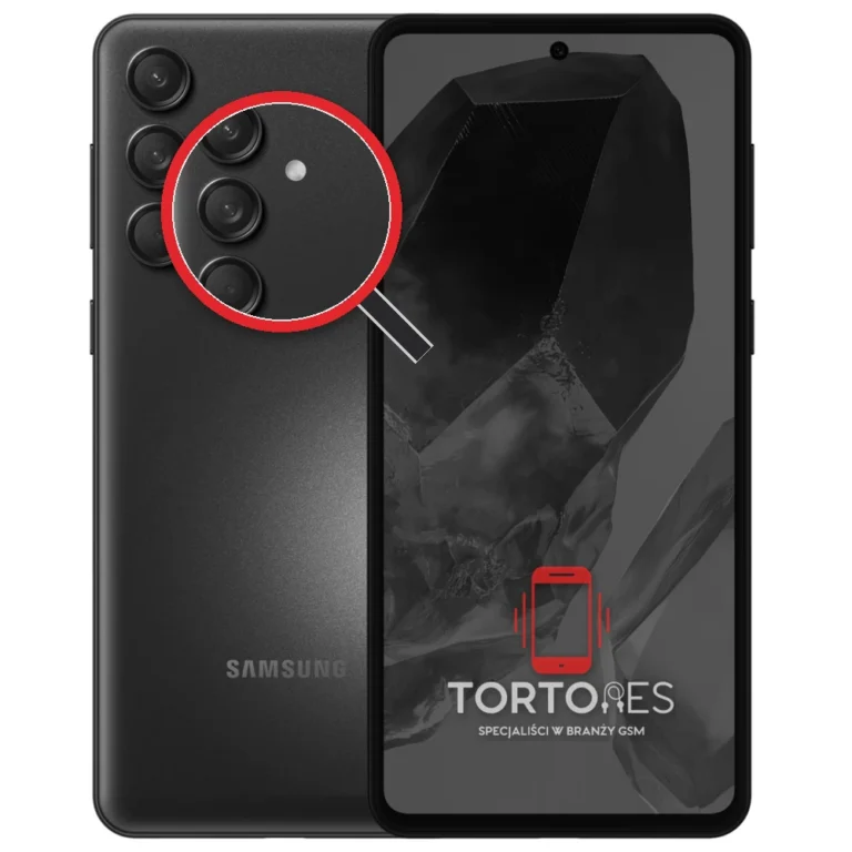 Samsung Galaxy M55 5G z lupą na tylnych aparatach - wymiana tylnej kamery