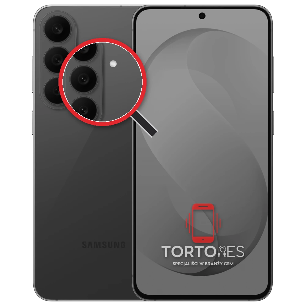 Samsung Galaxy S26 FE z lupą na tylnych aparatach - wymiana tylnej kamery