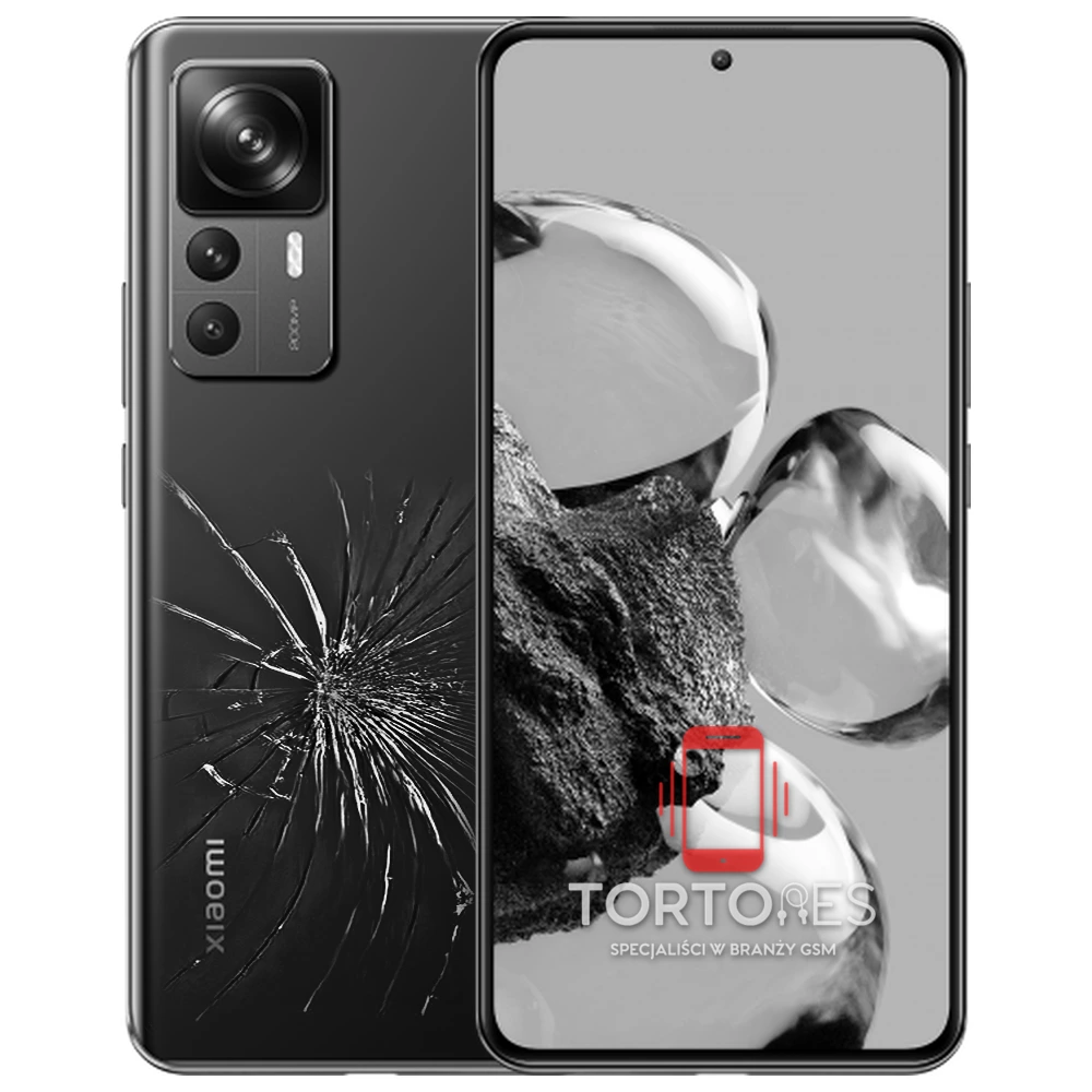 Xiaomi 12T Pro z ilustracją pękniętej tylnej klapki - wymiana zbitej klapki