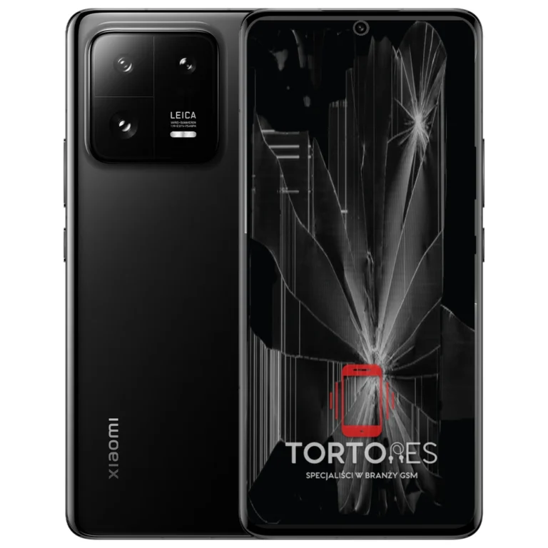 Xiaomi 13 Pro z ilustracją pękniętego wyświetlacza - wymiana zbitego wyświetlacza