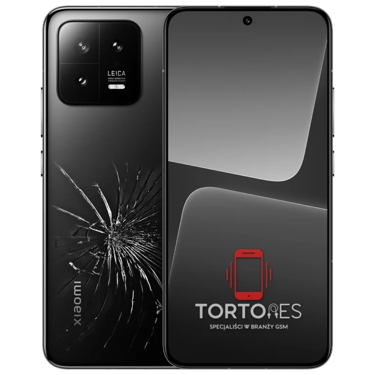 Xiaomi 13 z ilustracją pękniętej tylnej klapki - wymiana zbitej klapki