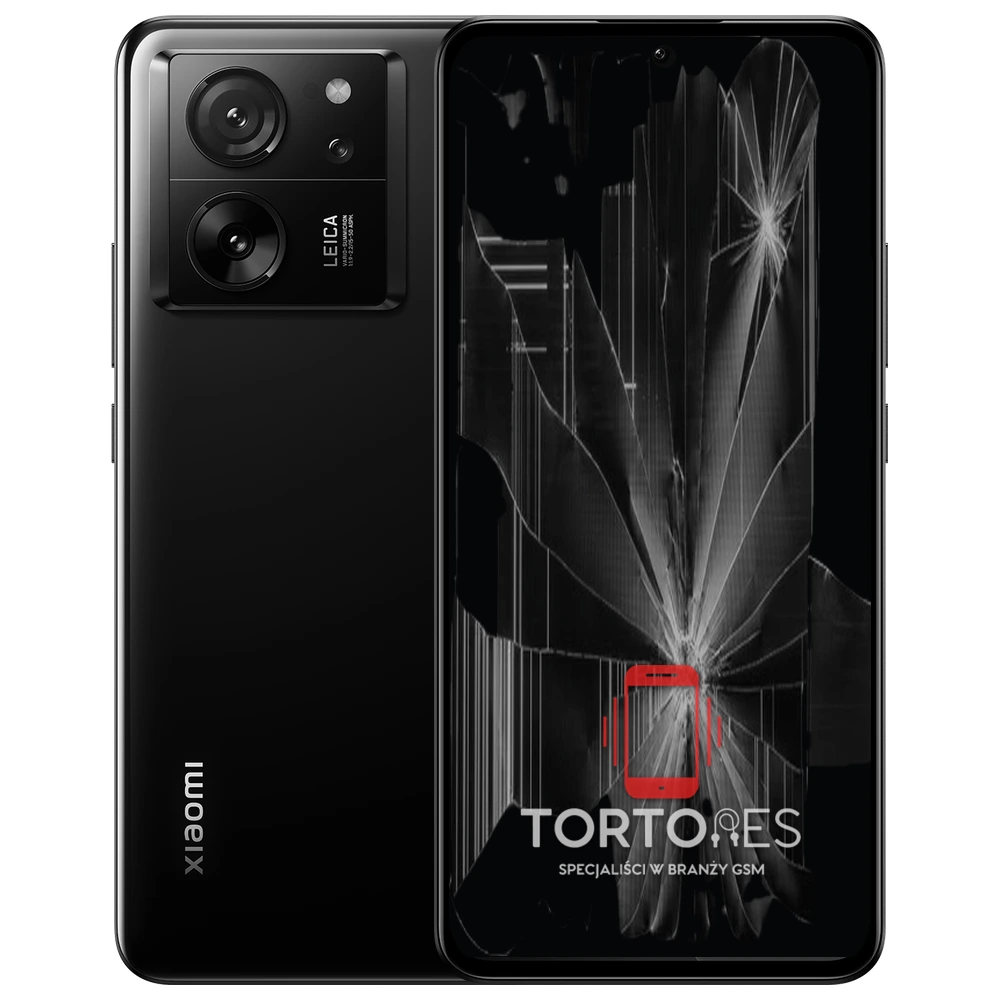 Xiaomi 13T Pro z ilustracją pękniętego wyświetlacza - wymiana zbitego wyświetlacza