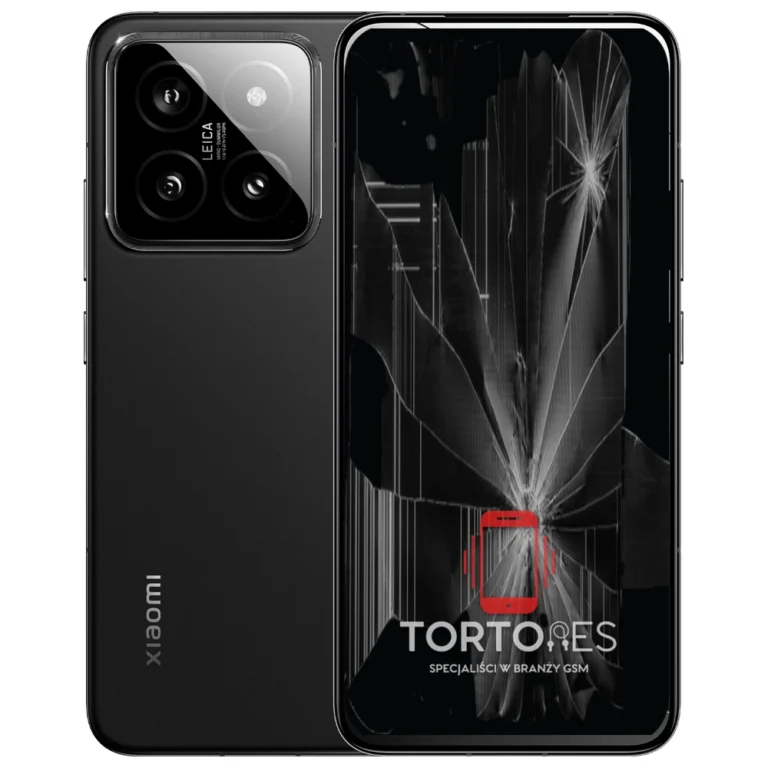 Xiaomi 14 z ilustracją pękniętego wyświetlacza - wymiana zbitego wyświetlacza