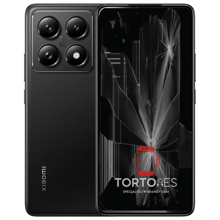 Xiaomi 14T Pro z ilustracją pękniętego wyświetlacza - wymiana zbitego wyświetlacza