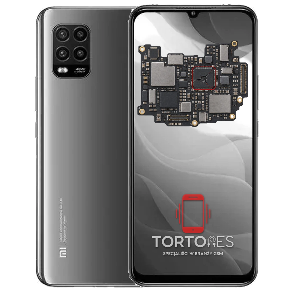 Xiaomi Mi 10 Lite 5G z ilustracją płyty głównej - naprawa płyty głównej