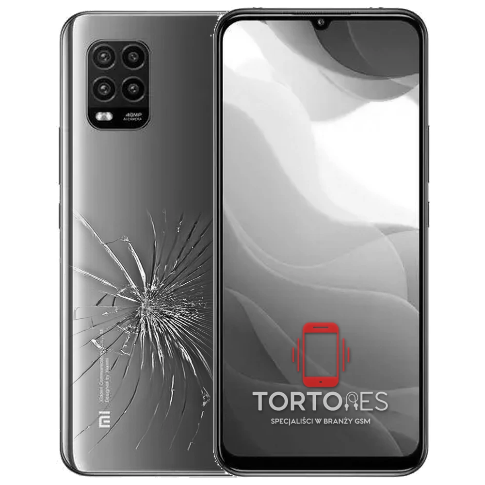 Xiaomi Mi 10 Lite 5G z ilustracją pękniętej tylnej klapki - wymiana zbitej klapki