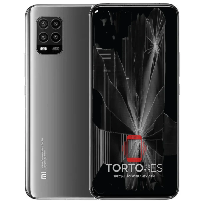 Xiaomi Mi 10 Lite 5G z ilustracją pękniętego wyświetlacza - wymiana zbitego wyświetlacza