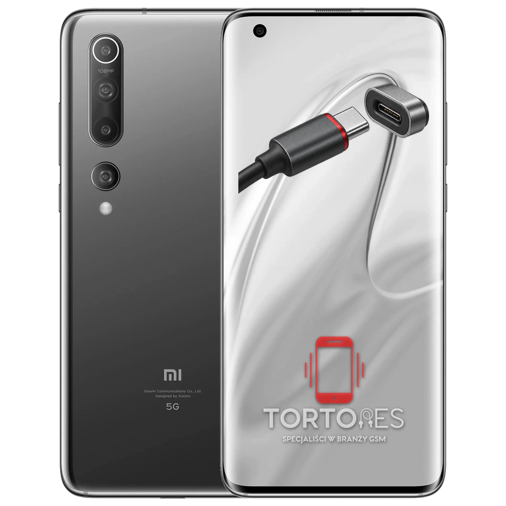 Xiaomi Mi 10 z ilustracją złącza ładowania - naprawa złącza ładowania