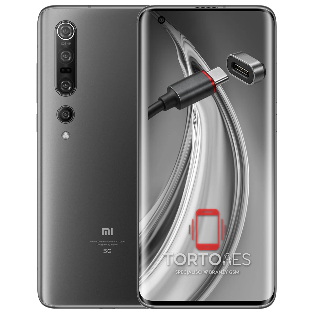 Xiaomi Mi 10 Pro z ilustracją złącza ładowania - naprawa złącza ładowania