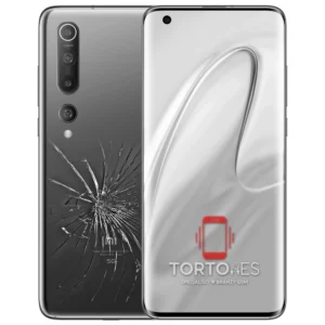 Xiaomi Mi 10 z ilustracją pękniętej tylnej klapki - wymiana zbitej klapki
