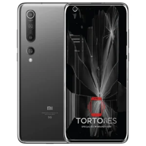 Xiaomi Mi 10 z ilustracją pękniętego wyświetlacza - wymiana zbitego wyświetlacza