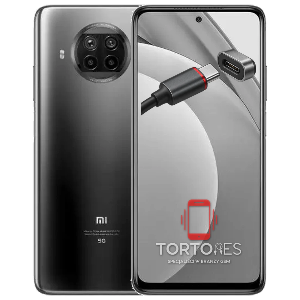 Xiaomi Mi 10T Lite z ilustracją złącza ładowania - naprawa złącza ładowania