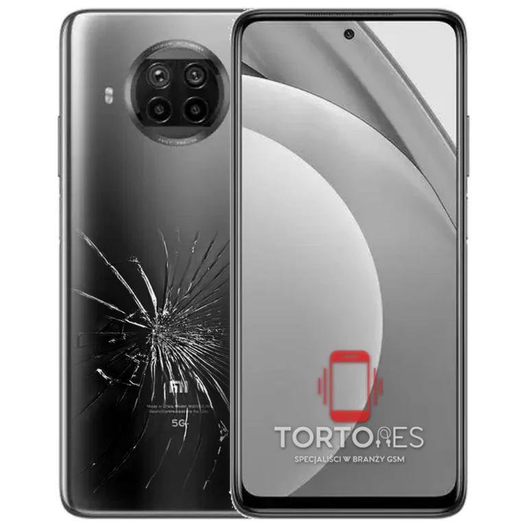 Xiaomi Mi 10T Lite z ilustracją pękniętej tylnej klapki - wymiana zbitej klapki