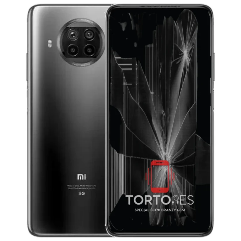 Xiaomi Mi 10T Lite z ilustracją pękniętego wyświetlacza - wymiana zbitego wyświetlacza