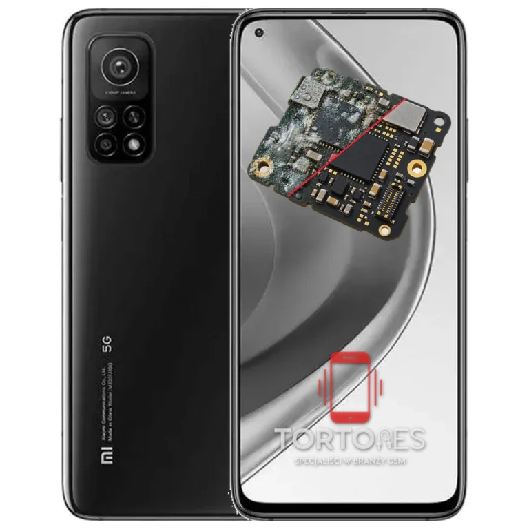 Xiaomi Mi 10T Pro z ilustracją zalania - czyszczenie po zalaniu