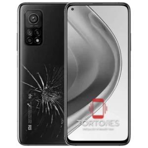 Xiaomi Mi 10T Pro z ilustracją pękniętej tylnej klapki - wymiana zbitej klapki