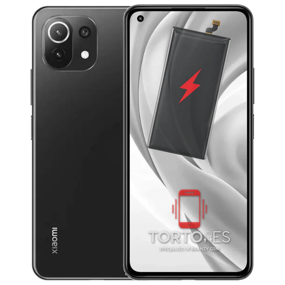 Xiaomi Mi 11 Lite 5G z ilustracją baterii - wymiana baterii